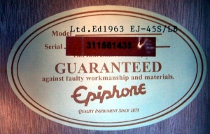 Epiphone EJ-45 Label